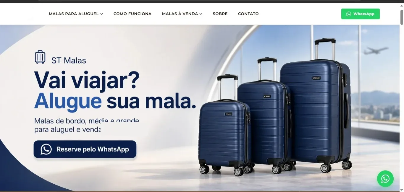 Site da ST Malas, aluguel e venda de malas de viagem em Palmas
